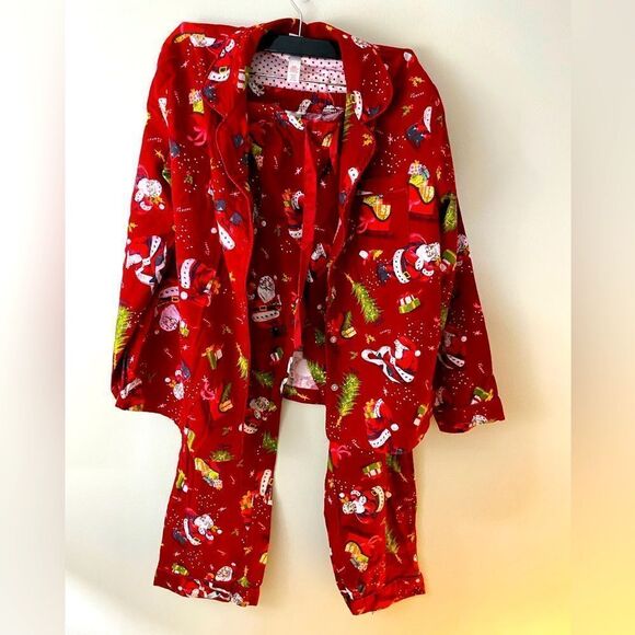 Women's 2XL Red Santa Claus Flannel Christmas Pajama Set - Picture 1 of 11